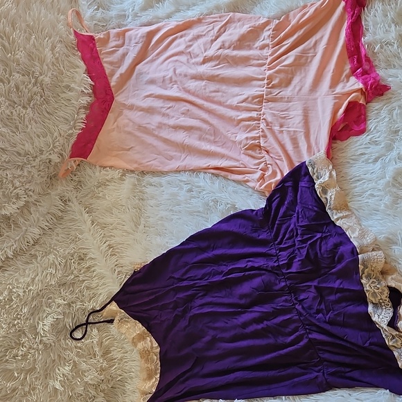 🩷💜FREDERICKS OF HOLLYWOOD LACE SLEEP PAJAMA ROMPER BUNDLE 💜🩷 - Picture 2 of 10
